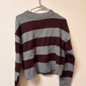 New Look Gray and Maroon Striped Sweater